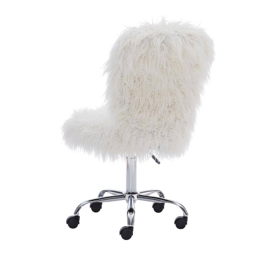 Ergonomic Swivel Task Chair in Cream White with Wood Frame