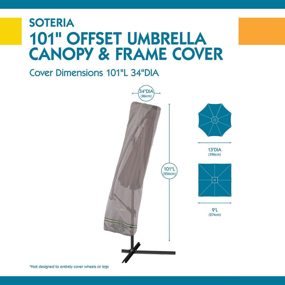 Gray Waterproof Patio Offset Umbrella Cover with Installation Pole