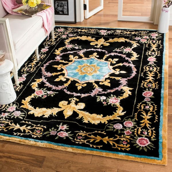 Savonnerie 6 ft. x 9 ft. Black/Multi Ornate Oriental Area Rug