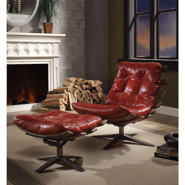 Antique red best sale leather chair