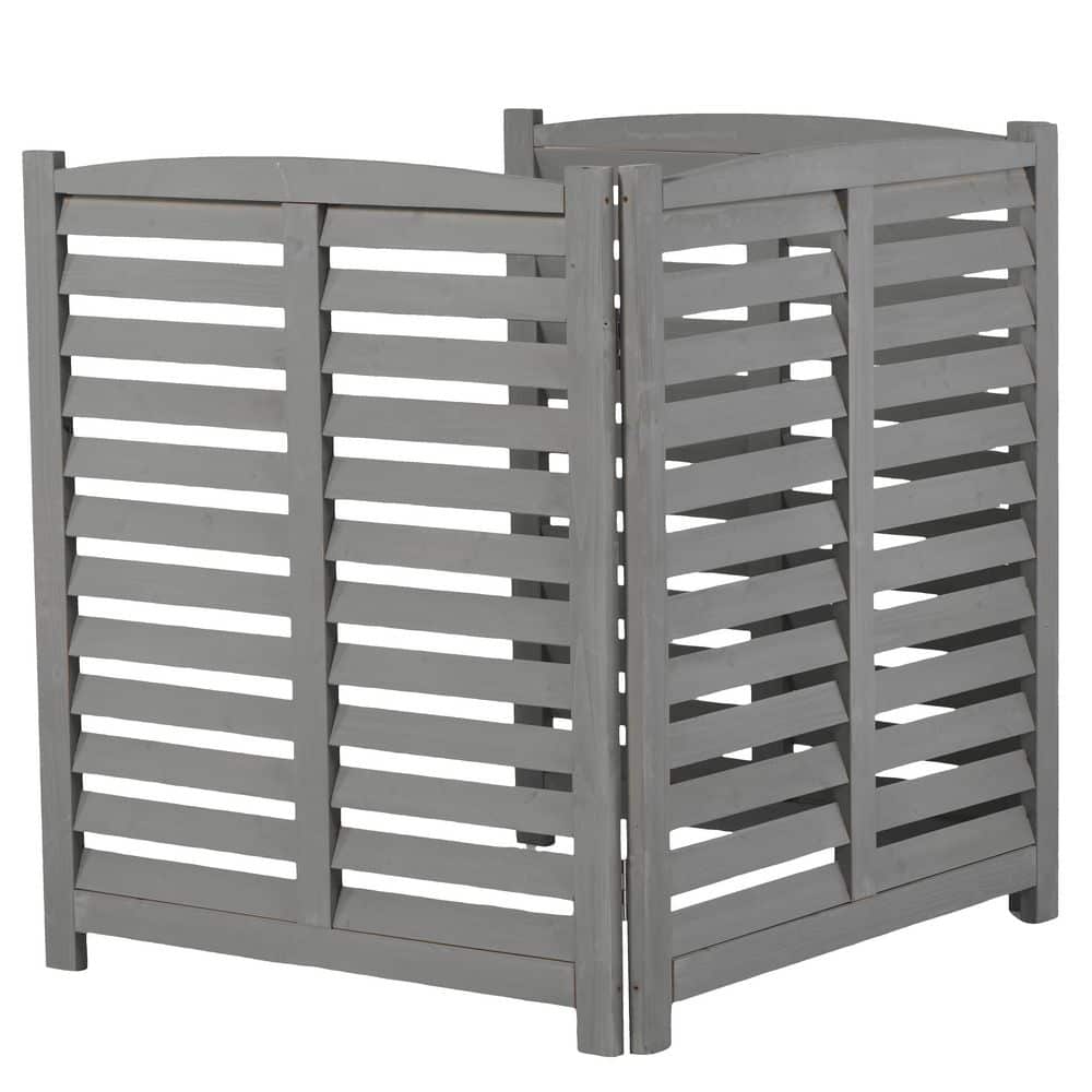 Gray 3-Panel 32 in. W x 38 in. H Outdoor Air Conditioner Fence Screen, Wood Privacy Garden Fence price history on PriceWatchPro