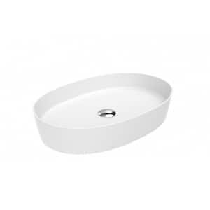 Lago 160 WG Glossy White Ceramic Oval Vessel Bathroom Sink