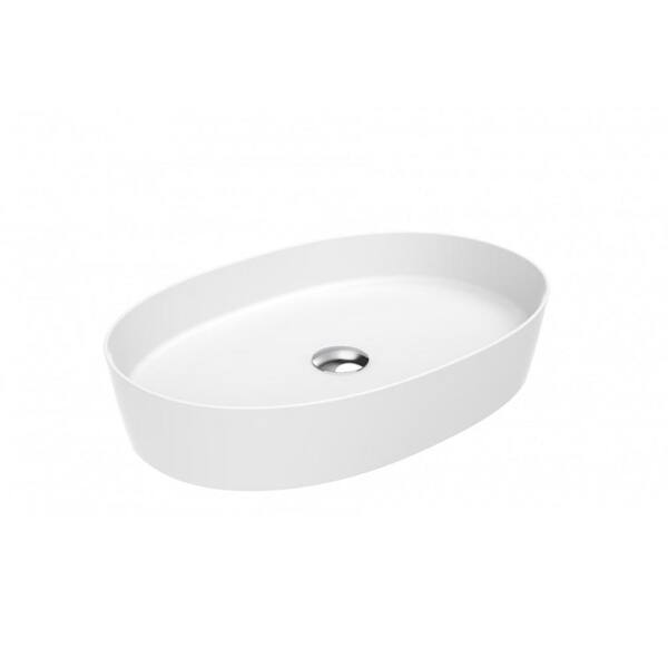 WS Bath Collections Lago 160 WG Glossy White Ceramic Oval Vessel Bathroom Sink