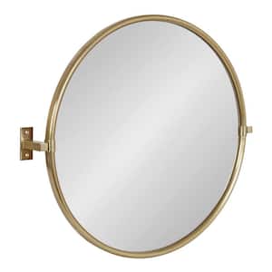 Taurus 25.50 in. W x 24.00 in. H Round Metal Gold Framed Glam Functional Mirror