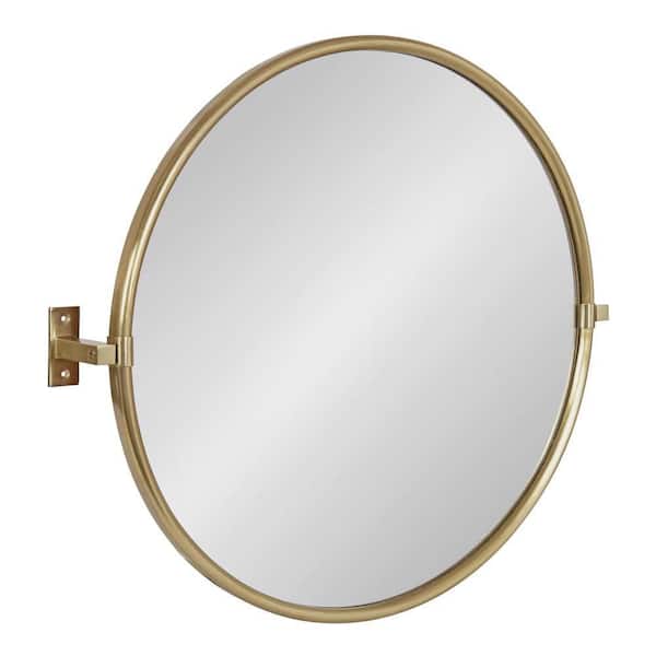 Kate and Laurel Taurus 25.50 in. W x 24.00 in. H Round Metal Gold Framed Glam Functional Mirror
