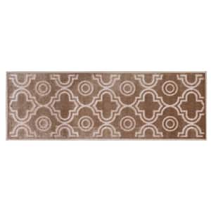 Arya Collection Taupe 20 in. x 60 in. Polyester Runner Area Rug