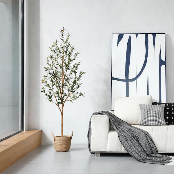 DR.Planzen 6 ft. Artificial Olive Tree, Lifelike Fruits and