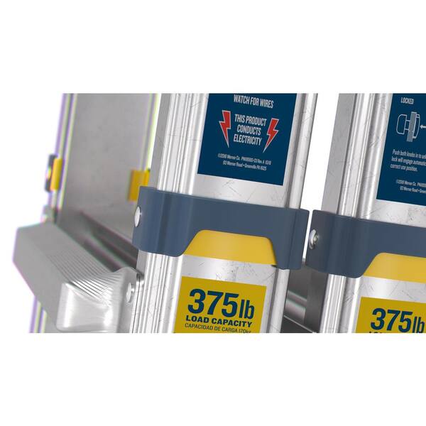 Werner - 22 ft. Reach Aluminum 5-in-1 Multi-Position Pro Ladder with Powerlite Rails 375 lbs. Load Capacity Type IAA Duty Rating