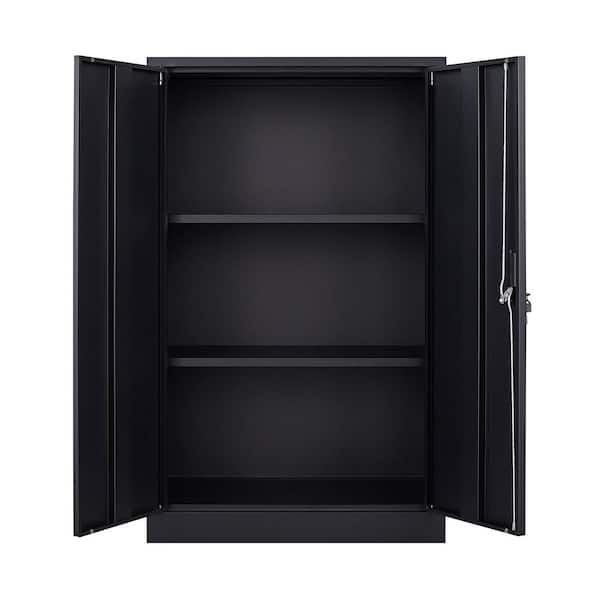 Angel Sar Black Metal Storage Cabinet with Locking Doors and