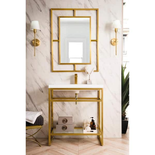 James Martin Vanities Boston 31.5 in. W Stainless Steel Console Sink with  Basin and Leg Combo in Radiant Gold C105V31.5RGDWG - The Home Depot