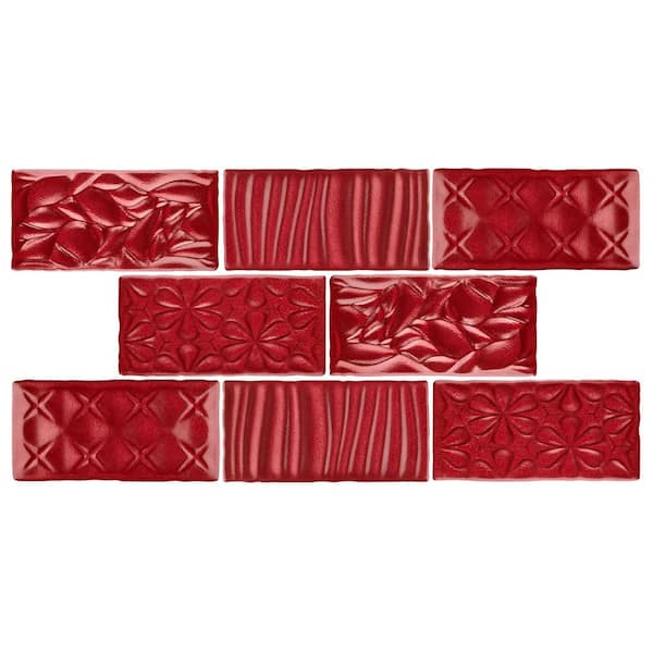 Merola Tile Antic Sensations Red Moon 3 in. x 6 in. Ceramic Wall Tile (4.16 sq. ft./Case)