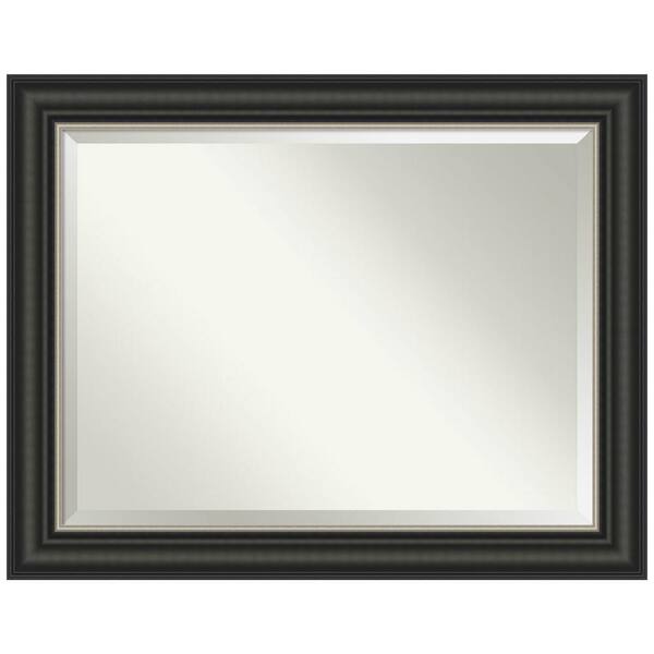 Amanti Art Ballroom Black Silver 47.5 in. W x 37.5 in. H Beveled Modern Rectangle Framed Wall Mirror in Black