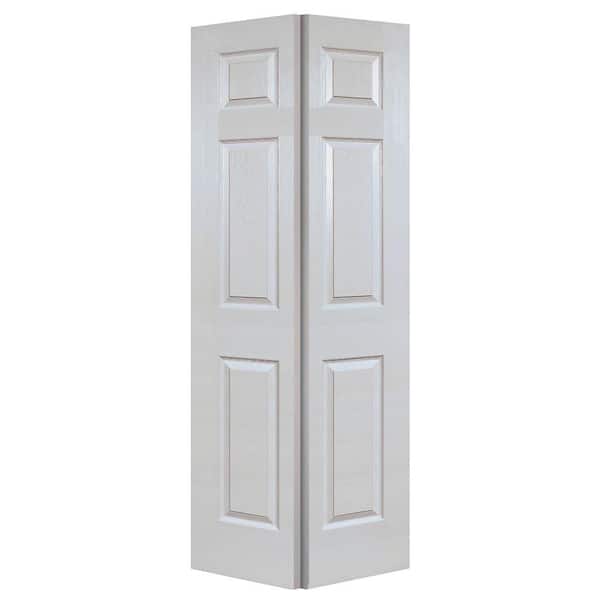 Steves & Sons 24 in. x 80 in. 6-Panel Textured Hollow Core White Primed Composite Interior Closet Bi-Fold Door