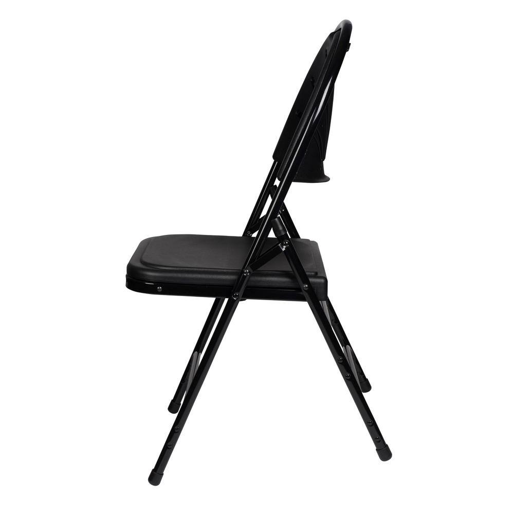 Lusitano Black Plastic Fan Back Folding Chairs, Set of 4