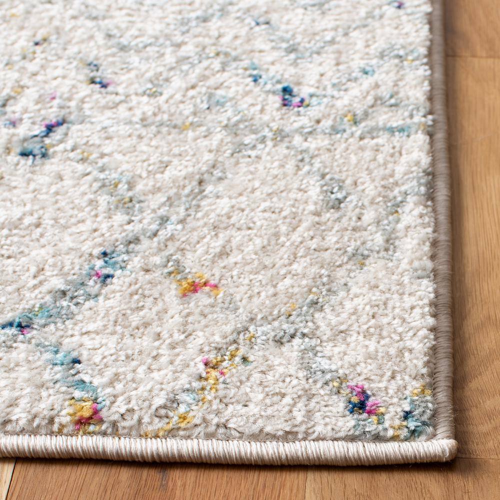 Ivory and Blue Moroccan Boho Distressed Area Rug, 8' x 10'