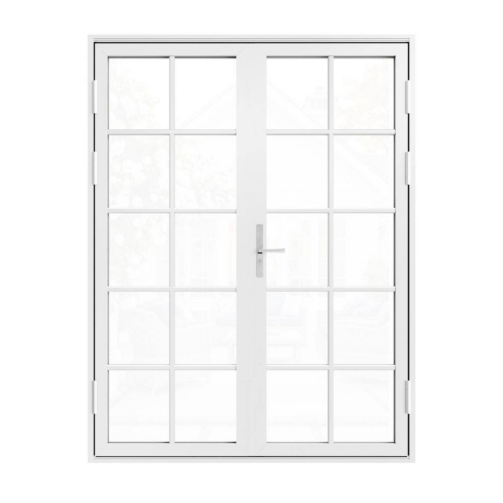 72 in. x 80 in. White Double Slide Finished Aluminum 10 Lite Double Glazed Tempered Glass Center-Hinged Patio Door price history on PriceWatchPro