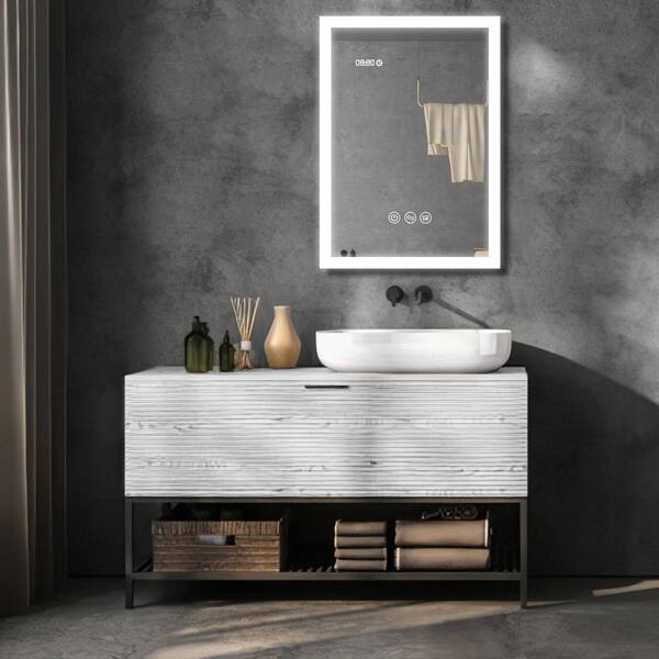 HBEZON Vwetunus 20 in. W x 28 in. H Rectangular Aluminum Antifogging