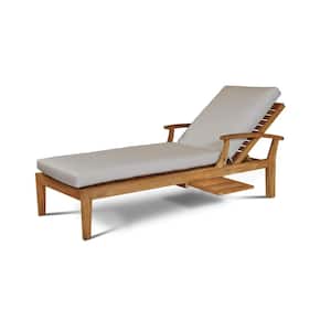Delaine Teak Outdoor Chaise Lounge with Sunbrella Cushion In Canvas