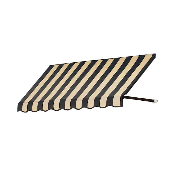 AWNTECH 3.38 ft. Wide Dallas Retro Window/Entry Fixed Awning (31 in. H x 24 in. D) Black/Tan