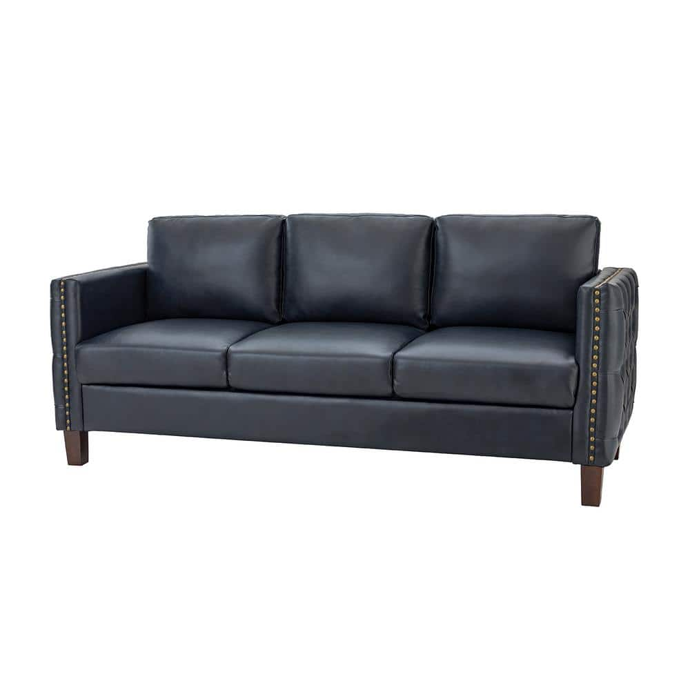 JAYDEN CREATION P1 A Cido 81 5 In Squared Arms Vegan Navy Faux Leather   Navy Jayden Creation Sofas Couches Sfyjh0570 Navy A B 64 1000 