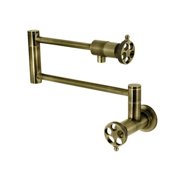 Webb Wall Mount Pot Filler in Antique Brass