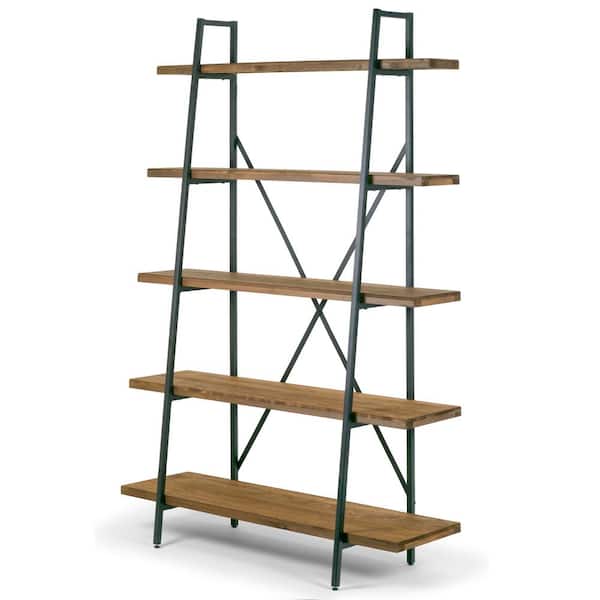 Glamour Home 71.5 in. Brown/Black Metal 5-shelf Etagere Bookcase