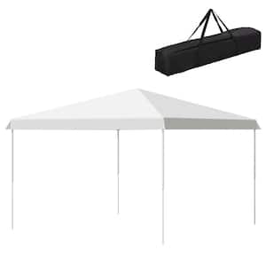 13 ft. x 13 ft. Pop Up White Canopy Party Tent Folding Instant Sun Shade with Adjustable Height, Carry Bag