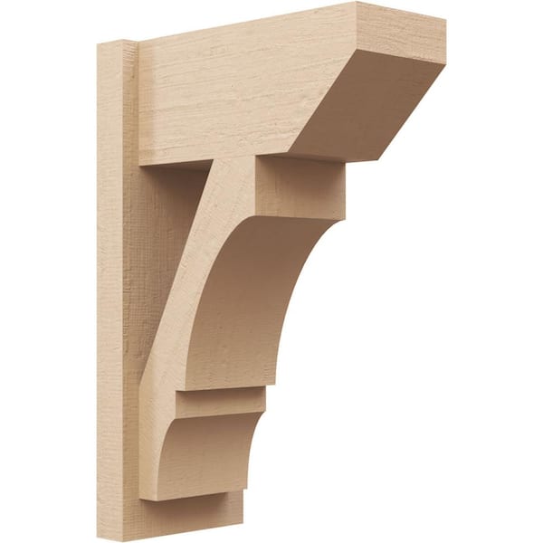 Ekena Millwork 8 in. x 24 in. x 16 in. Balboa Slat Rough Cedar Woodgrain Timberthane Polyurethane Outlooker, Primed Tan