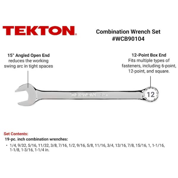 1/4 in. - 1-1/4 in. Combination Wrench Set (19-Piece)