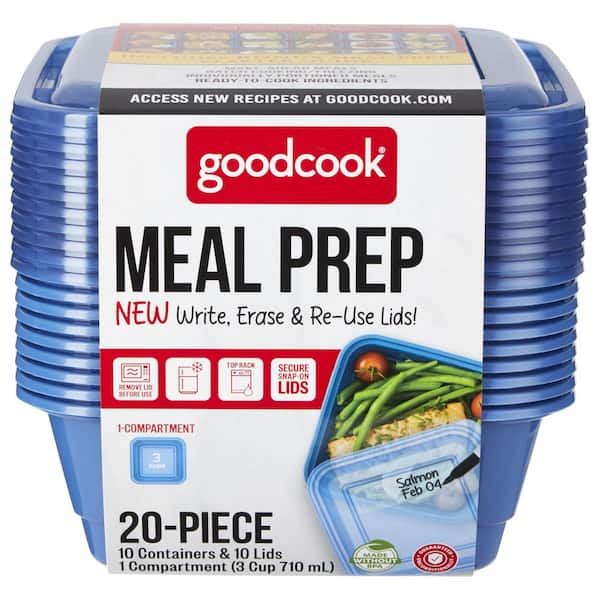 Meal Prep 3-Cup Square, 10-Piece, Blue, Made without BPA