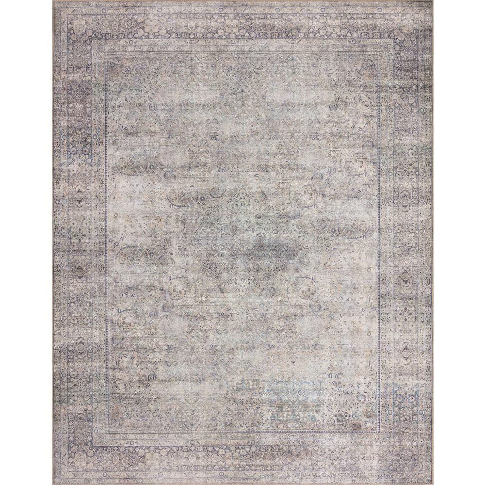 Wynter Silver Charcoal Oriental Low Pile Area Rug 7'-6" x 9'-6"