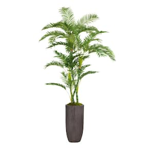 86.25 in. Tall Palm Tree Artificial Faux Dcor in Resin Planter