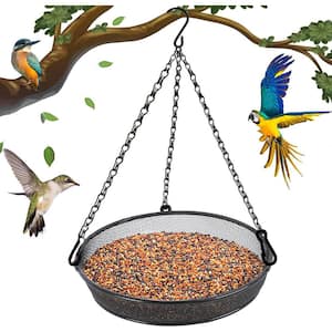 Hanging Bird Feeder for Garden Yard Tray Metal Mesh Platform