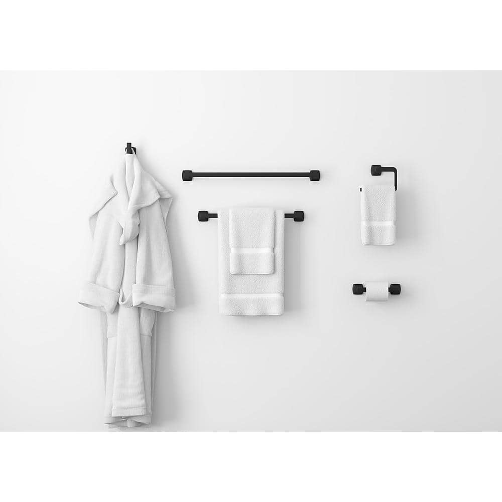 Matte Black Metal Wall-Mounted Pivoting Toilet Paper Holder