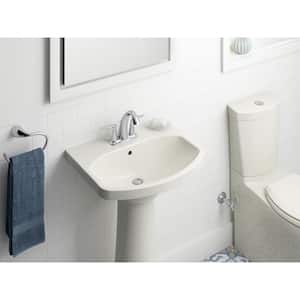 Cimarron 4 in. Centerset Vitreous China Pedestal Combo Bathroom Sink in Biscuit with Overflow Drain