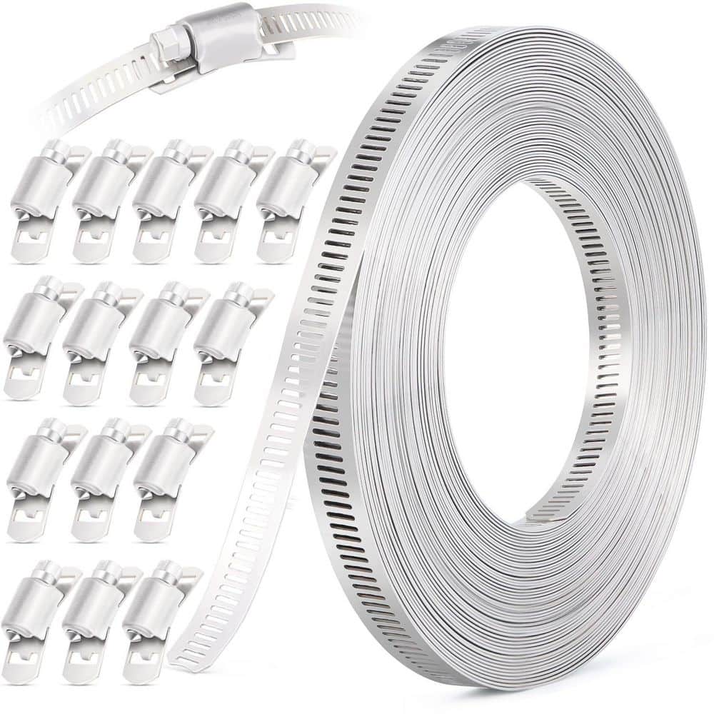 30 ft. Stainless Steel Hose Clamp Assortment Kit with Holes and 15 Fasteners, Adjustable Hose Clamps for Pipe Duct Tube price history on PriceWatchPro
