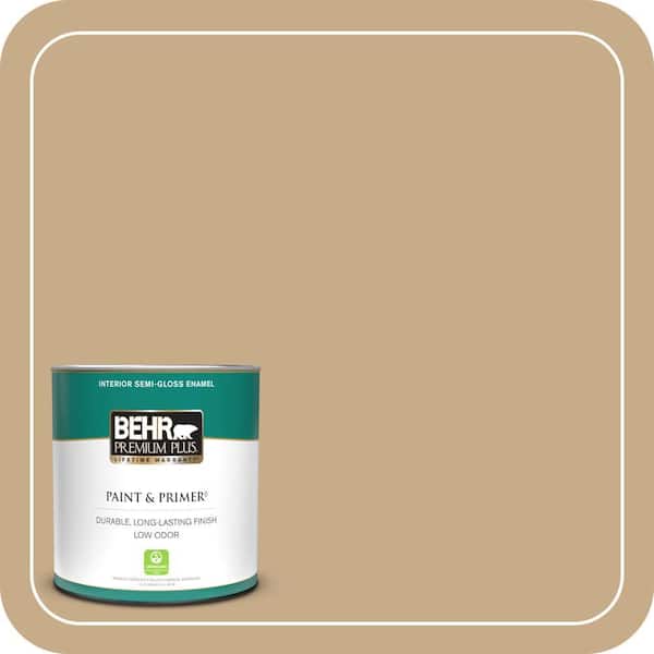 BEHR PREMIUM PLUS 1 qt. #ICC-61 Toasted Grain Semi-Gloss Enamel Low Odor Interior Paint & Primer