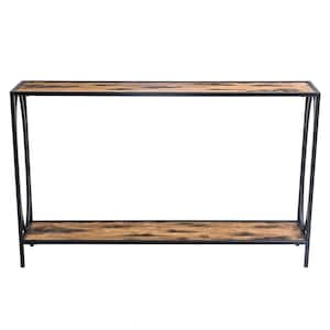 Rustic 47 in. Brown Rectangle Brown Wood Top Console Table No Seating Capacity