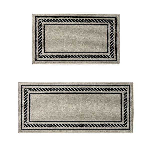 Rope Border Natural Twist/Black 2 ft. x 5 ft. Border 2-Piece Rug Set
