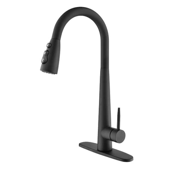 Unbranded High Arc Single Handle Pull Down Sprayer Kitchen Faucet in Matte Black