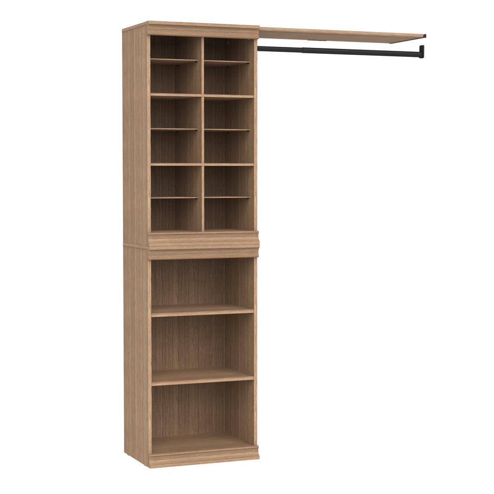 Modular Storage 47.38-57.4 in. W Honey Tower System 16-Shelf Wood Closet System