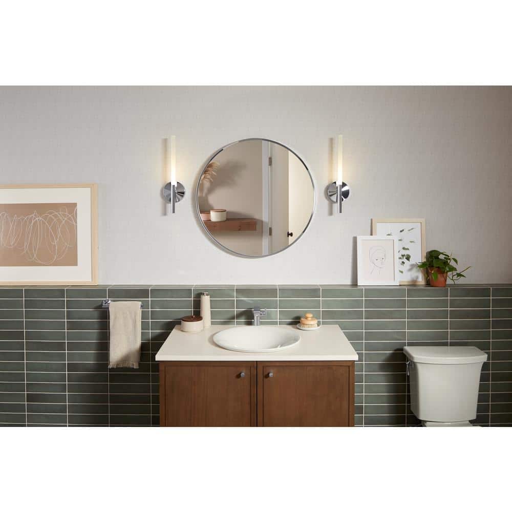 Essential 28" Polished Chrome Round Metal Bathroom Vanity Mirror