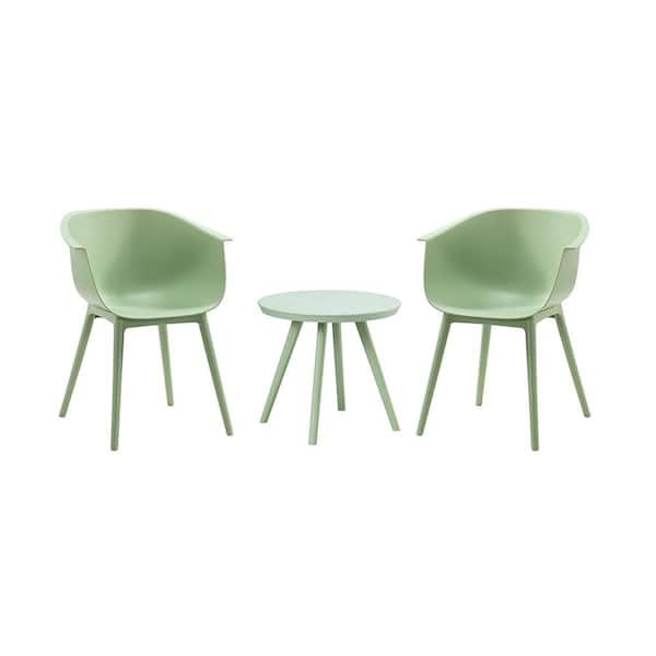 Unbranded 3-Piece Plastic Patio Conversation Set Patio Seating Group in Green