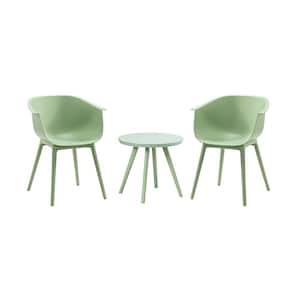 3-Piece Plastic Patio Conversation Set Patio Seating Group in Green