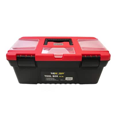 14 in. Tool Box with Lid Organizers and Removable Tool Tray