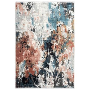 Azure Grey 6 ft. x 9 ft. Abstract Polyester Area Rug