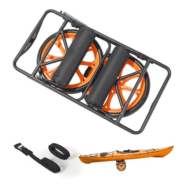 Kayak Cart, 330 lbs. Load Capacity, Canoe Cart Dolly with 15 in.Solid Rubber Tires & Kickstand, Assembles & Disassembles