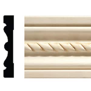 1433-7 1/2 in. x 3 in. x 84 in. White Hardwood Embossed Rope Casing Moulding
