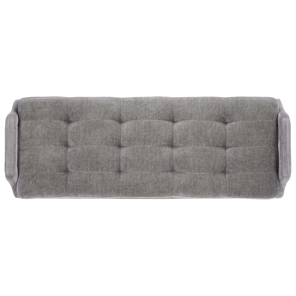 Everdeen Charcoal Tufted Bench with Brushed Gold Legs and Storage