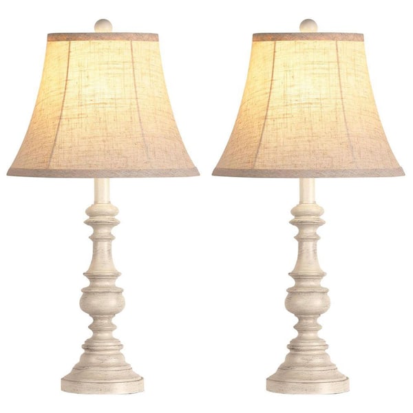 Avex 24 in. White Rustic Farmhouse Dimmable Table Lamps Set with Touch Control and Two Bulbs (Set of 2)